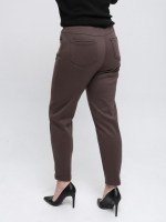 Брюки женские теплые темно-бежевые на резинке большие размеры 1719-B-7