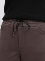 Брюки женские теплые темно-бежевые на резинке большие размеры 1719-B-7