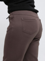 Брюки женские теплые темно-бежевые на резинке большие размеры 1719-B-7