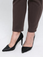 Брюки женские теплые темно-бежевые на резинке большие размеры 1719-B-7