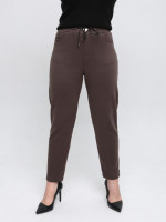 Брюки женские теплые темно-бежевые на резинке большие размеры 1719-B-7