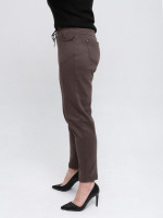 Брюки женские теплые темно-бежевые на резинке большие размеры 1719-B-7