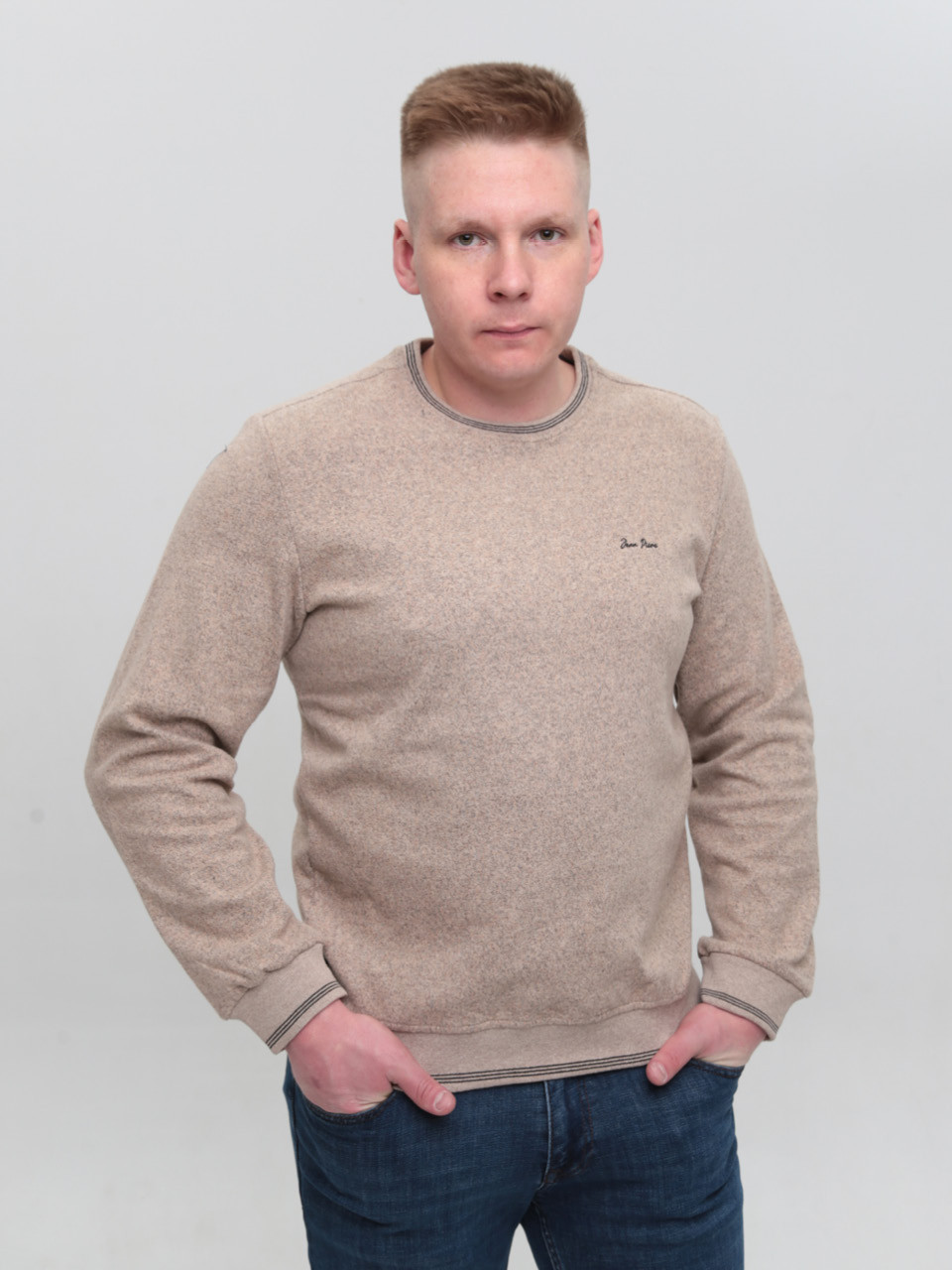 Джемпер чоловічий бежевий з манжетом 5414-3