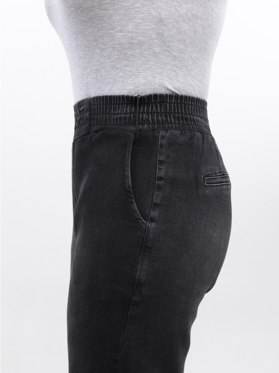 Джинсы женские черные бананы с резинкой на поясе 7829-2