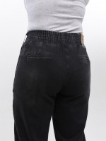 Джинсы женские черные бананы с резинкой на поясе 7829-2