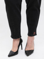 Джинсы женские черные бананы с резинкой на поясе 7829-2