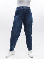 Джинси жіночі сині банани з гумкою на поясі великі розміри 7830-B-3