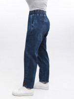 Джинси жіночі сині банани з гумкою на поясі великі розміри 7830-B-3