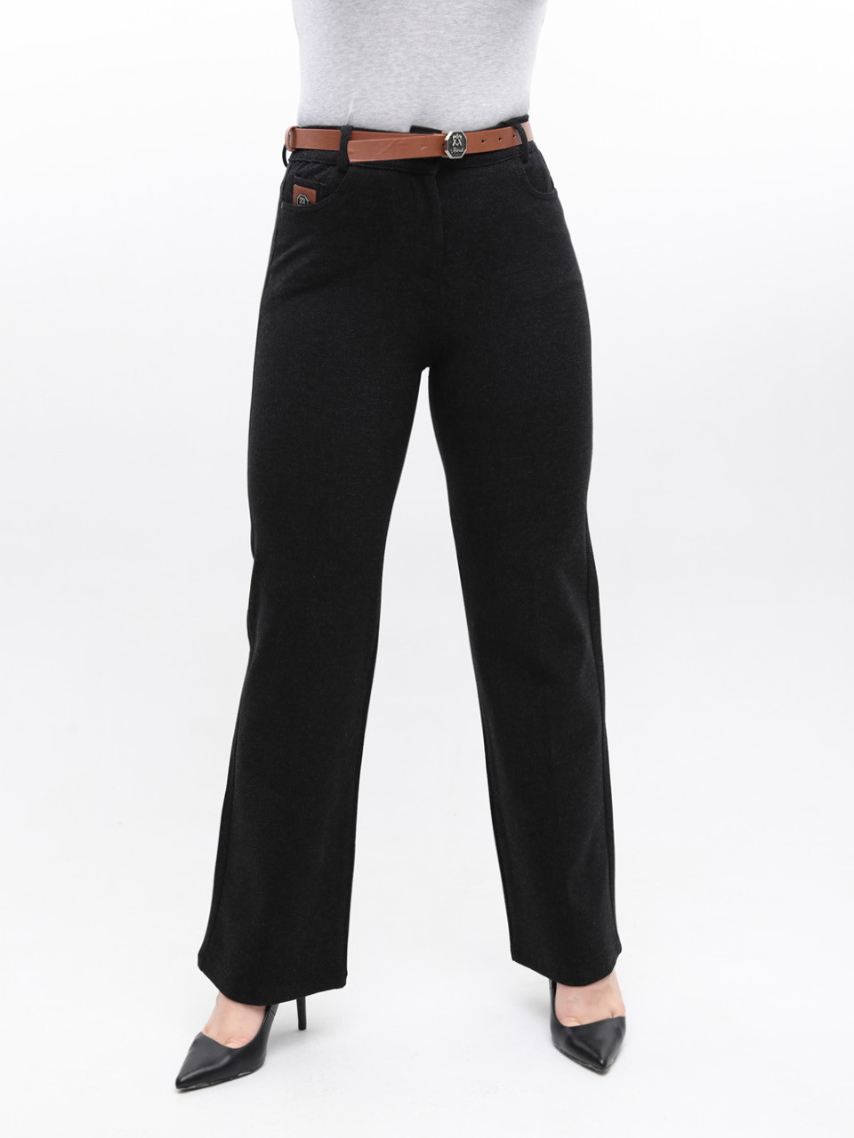 Штани жіночі чорні теплі зимові широкі 7859-2