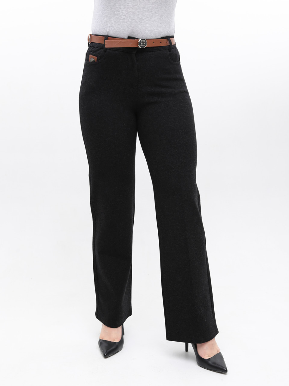 Штани жіночі чорні теплі зимові широкі 7859-2