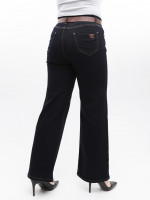 Джинси жіночі чорно-сині широкі з гумкою на поясі великі розміри 20592-B-1