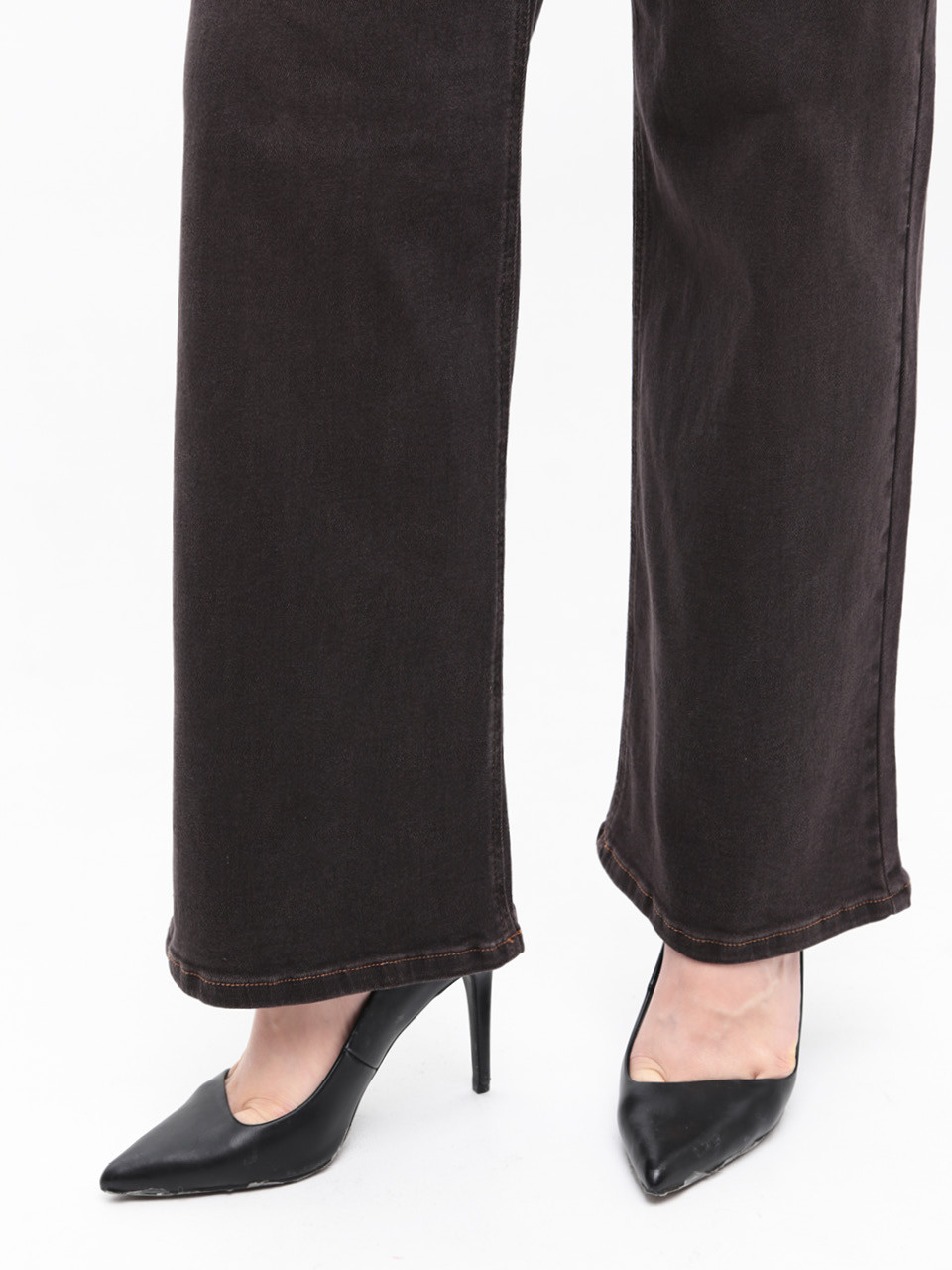 Джинси жіночі широкі коричневі з гумкою на поясі 10592-5