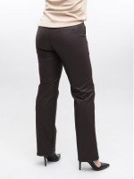 Штани жіночі з екошкіри коричневі утеплені на флісі прямі 7931-5