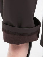 Штани жіночі з екошкіри коричневі утеплені на флісі прямі 7931-5