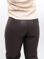 Штани жіночі з екошкіри коричневі утеплені на флісі прямі 7931-5
