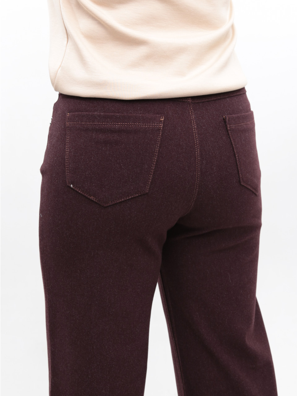 Штани жіночі бордові широкі теплі великі розміри 20663-B-7