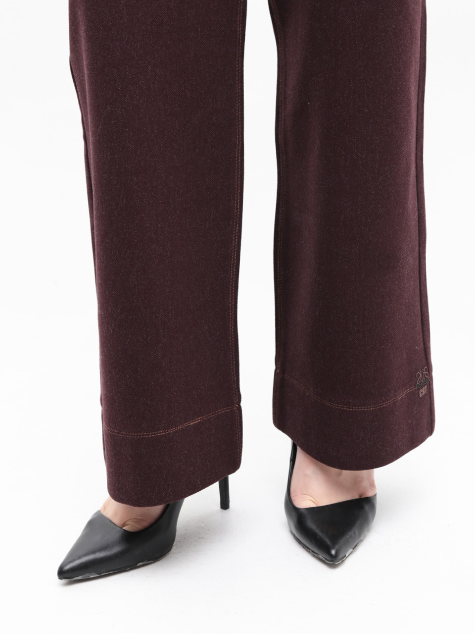 Штани жіночі бордові широкі теплі великі розміри 20663-B-7