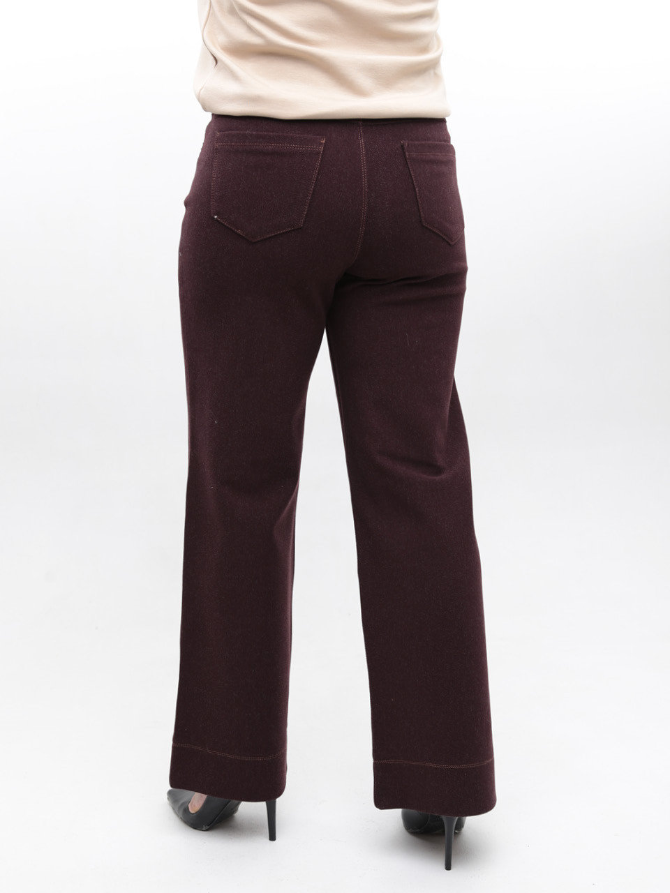 Штани жіночі бордові широкі теплі 10663-7