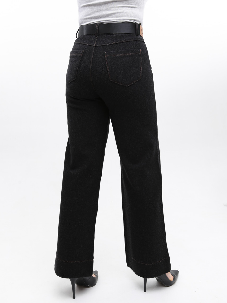 Штани жіночі чорні широкі теплі 10663-2