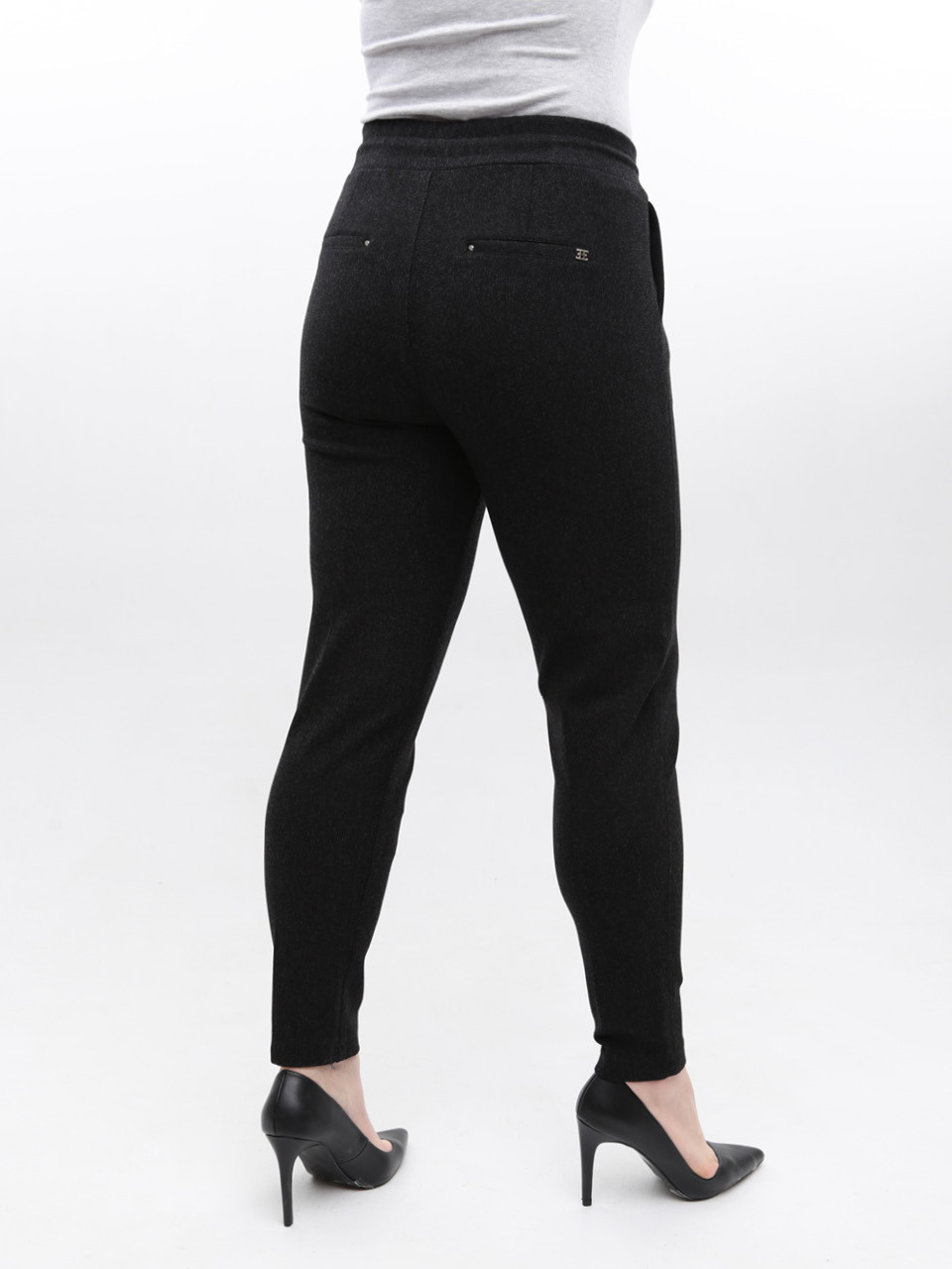 Штани жіночі чорні звужені теплі на гумці великі розміри 1712-B-2