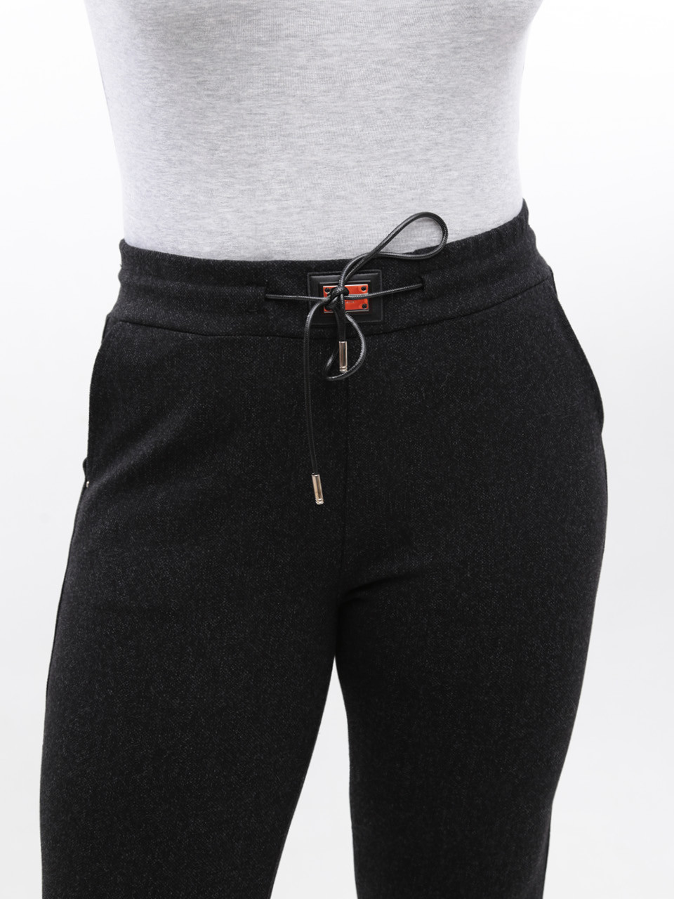 Штани жіночі чорні звужені теплі на гумці великі розміри 1712-B-2