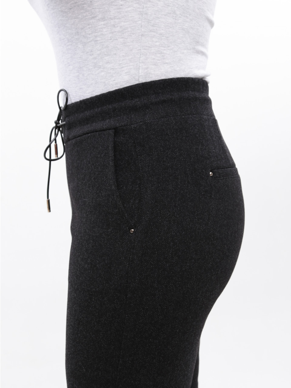 Штани жіночі чорні звужені теплі на гумці великі розміри 1712-B-2