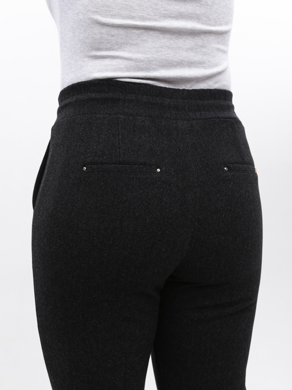 Штани жіночі чорні звужені теплі на гумці великі розміри 1712-B-2