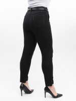 Брюки женские черные слим МОМ теплые большие размеры 20655-B-2