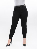 Брюки женские черные слим МОМ теплые большие размеры 20655-B-2
