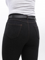 Брюки женские черные слим МОМ теплые большие размеры 20655-B-2