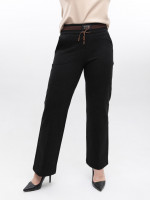Брюки женские черные широкие теплые на резинке 2414-2