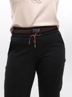 Брюки женские черные широкие теплые на резинке 2414-2