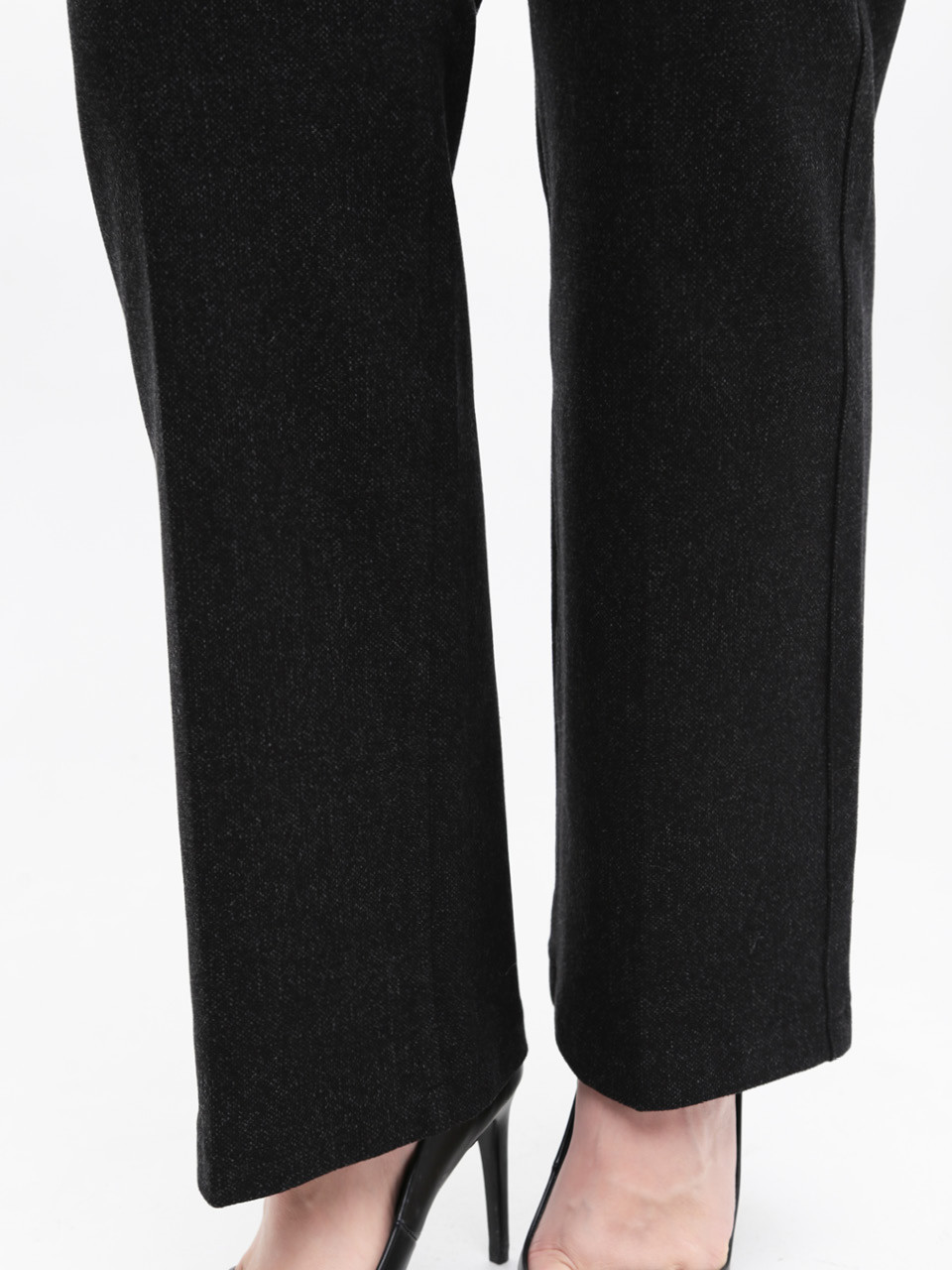 Брюки женские черные широкие теплые на резинке 2414-2