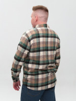 Рубашка мужская зеленая с коричневым байковая в клетку  9617-3