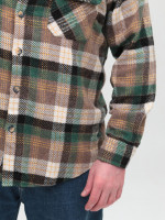 Рубашка мужская зеленая с коричневым байковая в клетку  9617-3