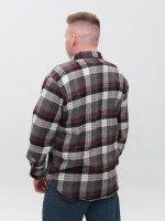 Сорочка чоловіча сіра з червоним тепла в клітку 9617-1