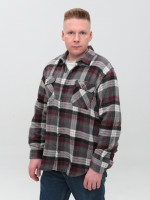 Сорочка чоловіча сіра з червоним тепла в клітку 9617-1
