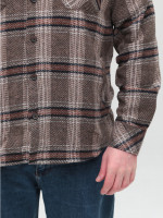 Рубашка мужская коричневая с бежевым байковая в клетку  1712