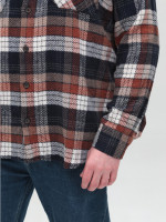 Сорочка чоловіча коричнева з синім тепла в клітку 9617-2