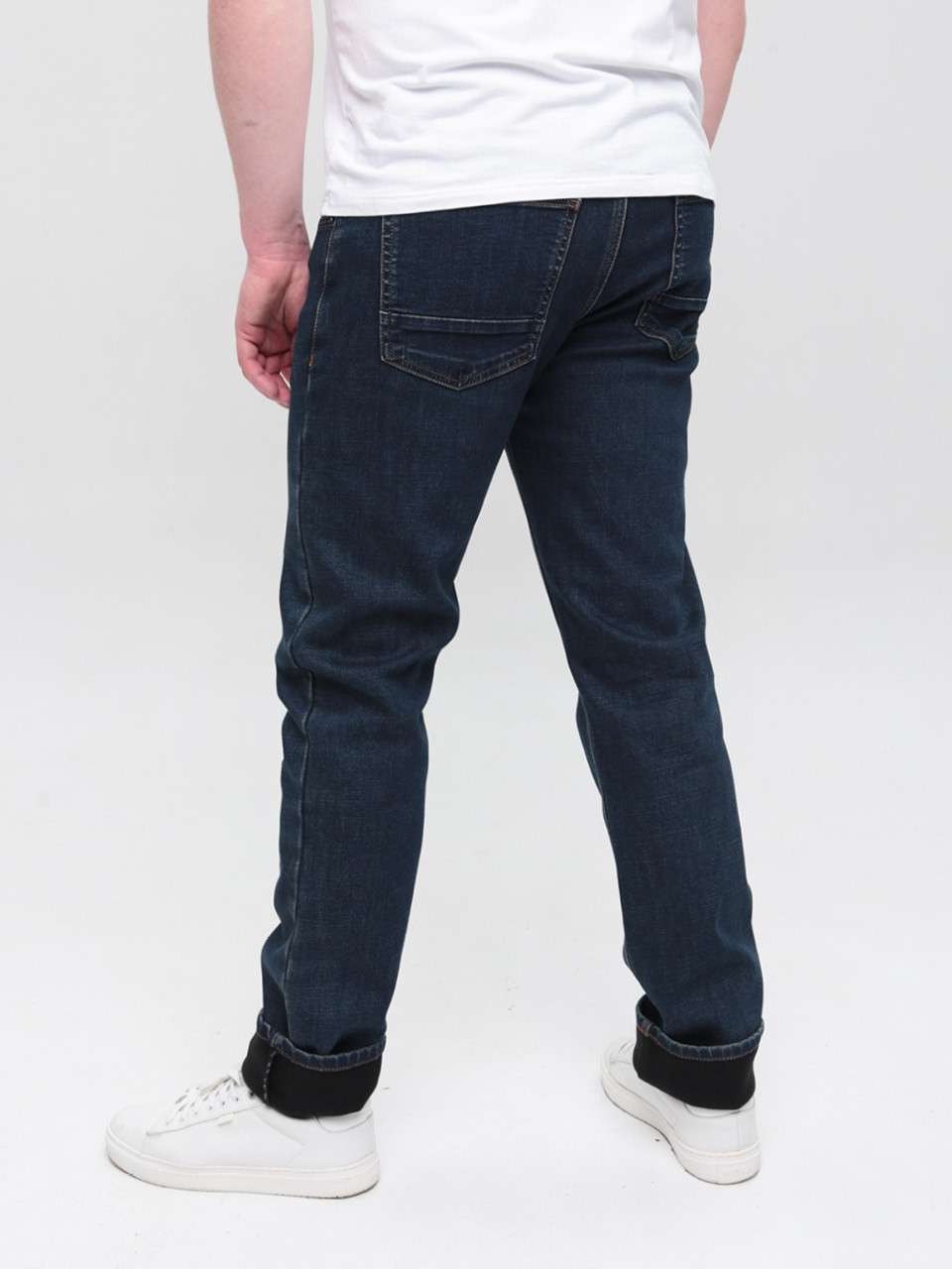 Джинсы мужские синие утепленные на флисе слим 16625 6756 811