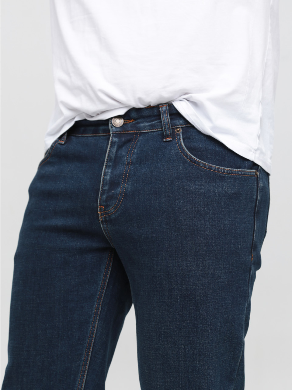 Джинсы мужские синие утепленные на флисе слим 16625 6756 811