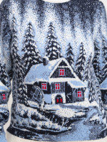 Светр жіночий зимовий білий вовняний із зимовим принтом 230-561-2