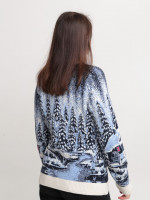 Светр жіночий зимовий білий вовняний із зимовим принтом 230-561-2