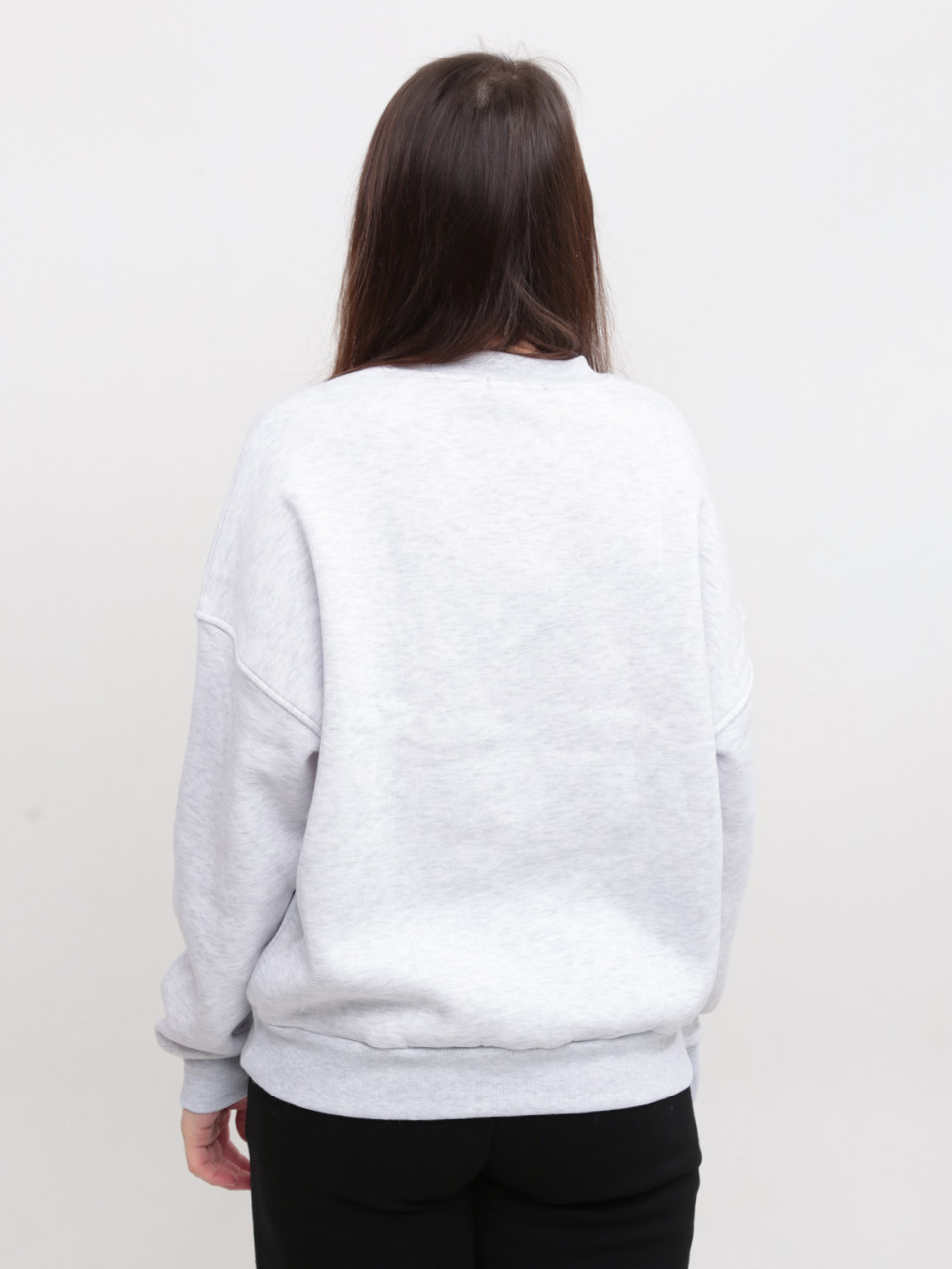 Світшот жіночий світло-сірий широкий на флісі 614328-2-T