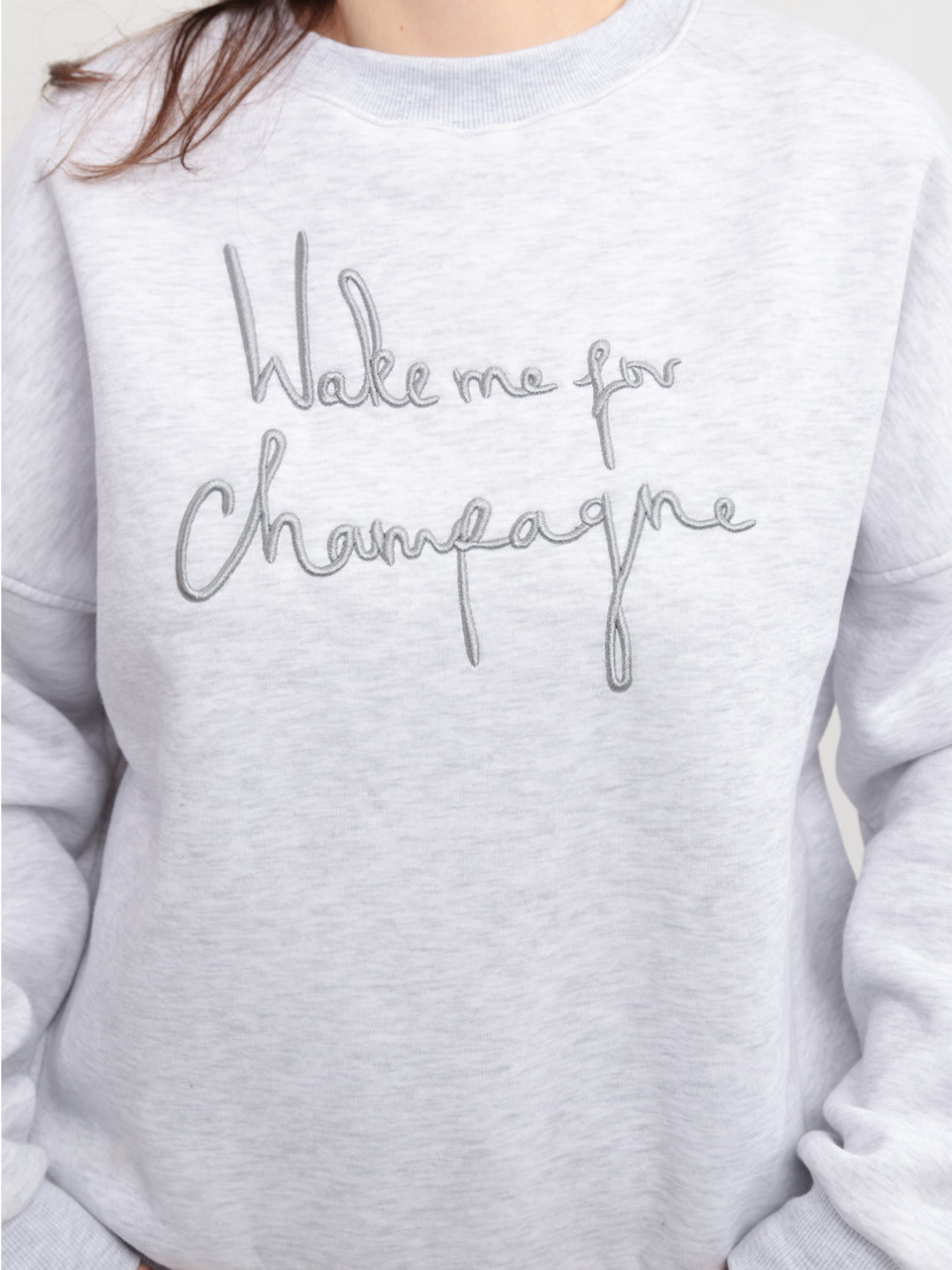 Світшот жіночий світло-сірий широкий на флісі 614328-2-T