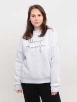 Світшот жіночий світло-сірий широкий на флісі 614328-2-T