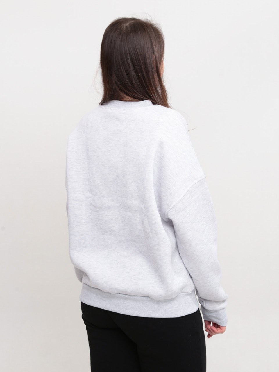 Світшот жіночий світло-сірий широкий на флісі 614328-2-T