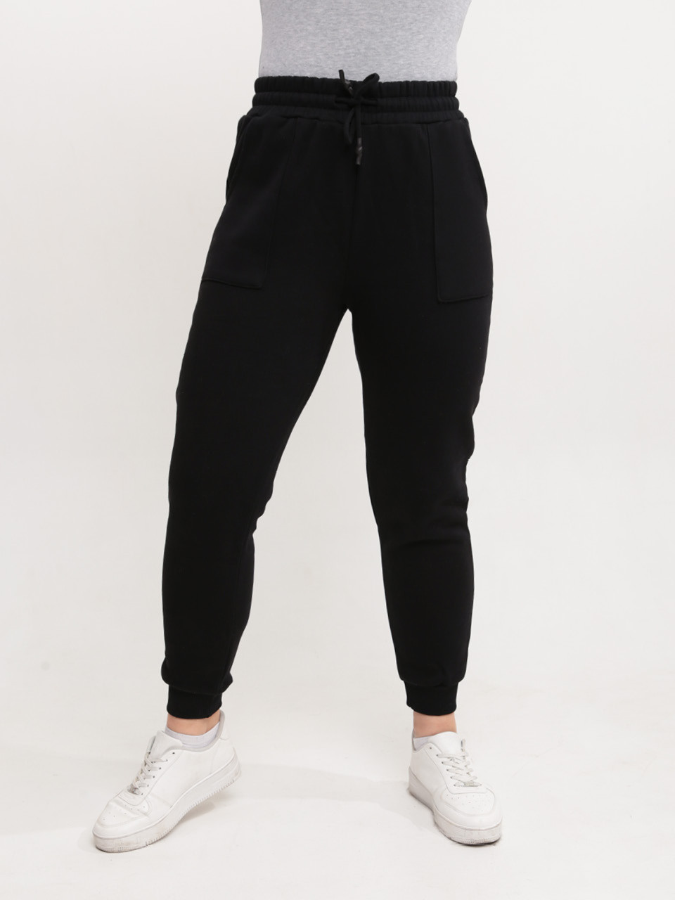 Спортивные штаны женские черные на флисе 2800-1