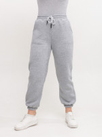 Спортивные штаны женские серые джогеры на флисе 1284-3