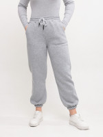 Спортивные штаны женские серые джогеры на флисе 1284-3